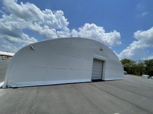 Fabric Structures for Data Centers a fabric structure installed on asphalt